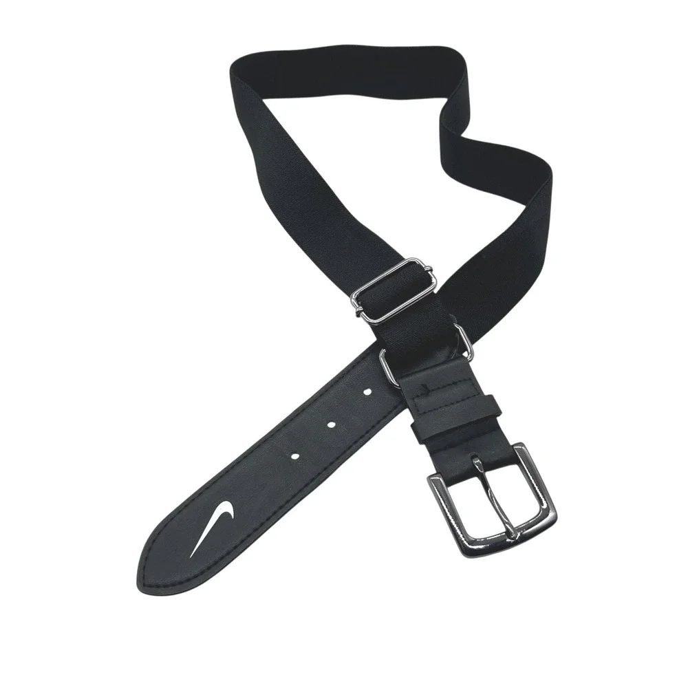 Nike Baseball‎ Belt Boys OS Adjustable Black Silver Buckle Fits Waist 20